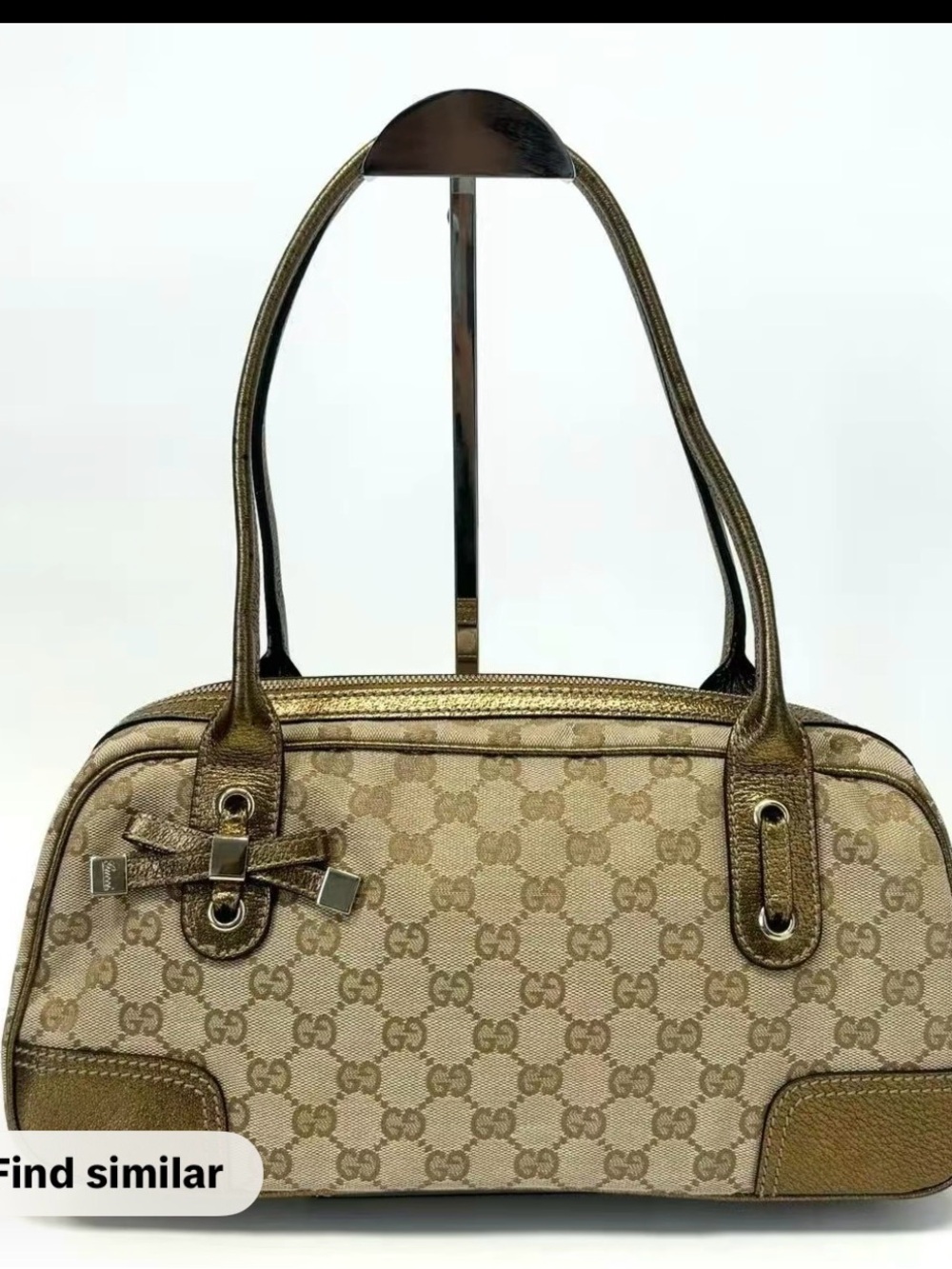 Gucci Monogram GG Canvas Shoulder Bag with Metallic Trim